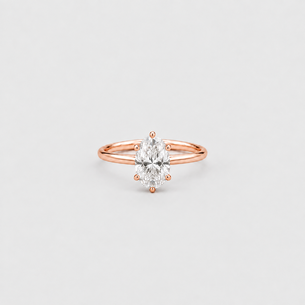 1 Ct. Lab Grown Diamond 6 Prong Solitaire Ring Oval Cut (VS-EF)
