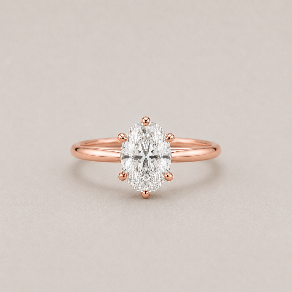 1 Ct. Lab Grown Diamond 6 Prong Solitaire Ring Oval Cut (VS-EF)