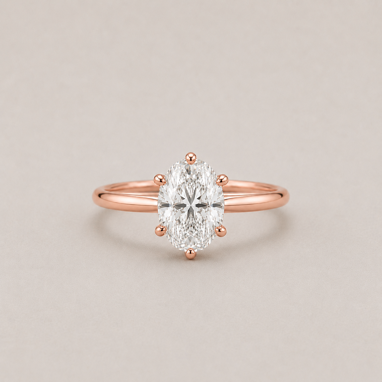 1 Ct. Lab Grown Diamond 6 Prong Solitaire Ring Oval Cut (VS-EF)