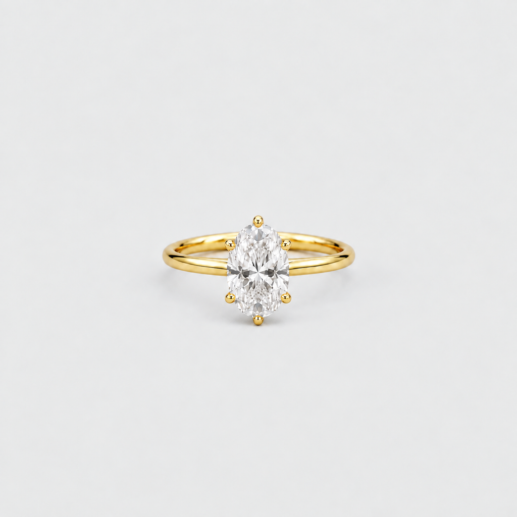 1 Ct. Lab Grown Diamond 6 Prong Solitaire Ring Oval Cut (VS-EF)