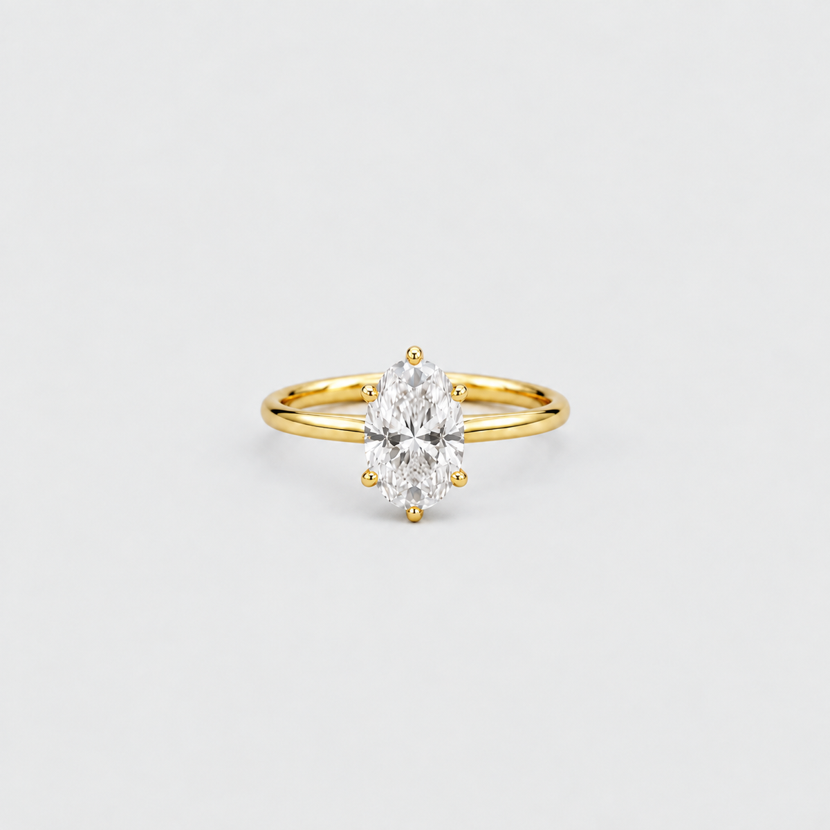 1 Ct. Lab Grown Diamond 6 Prong Solitaire Ring Oval Cut (VS-EF)