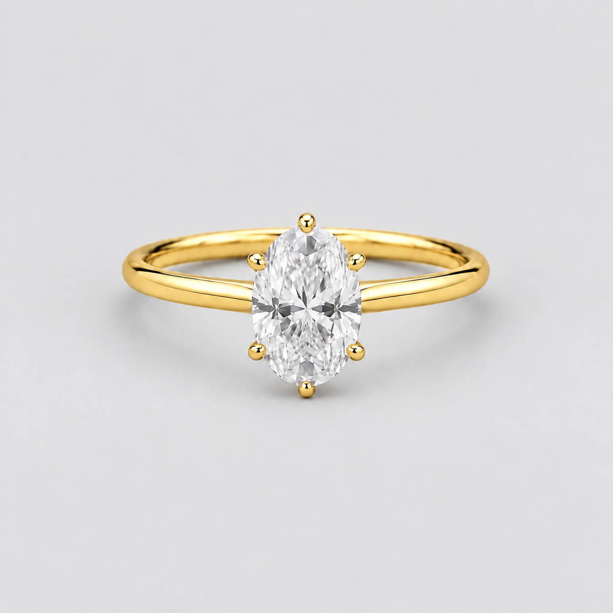 1 Ct. Lab Grown Diamond 6 Prong Solitaire Ring Oval Cut (VS-EF)