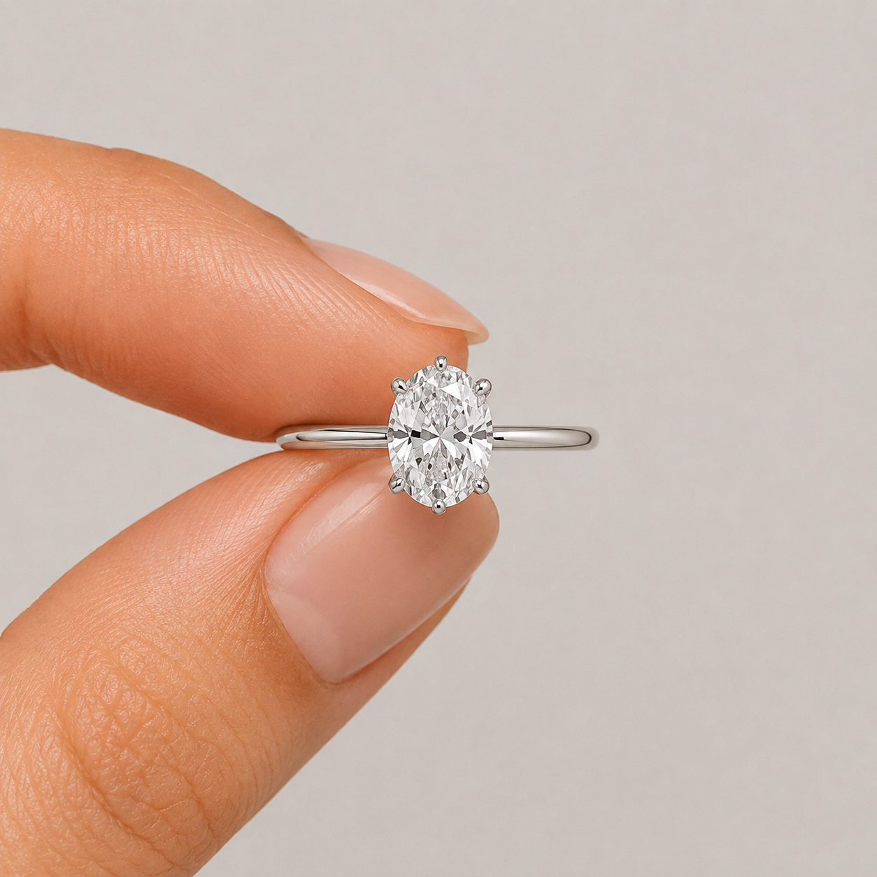 1 Ct. Lab Grown Diamond 6 Prong Solitaire Ring Oval Cut (VS-EF)