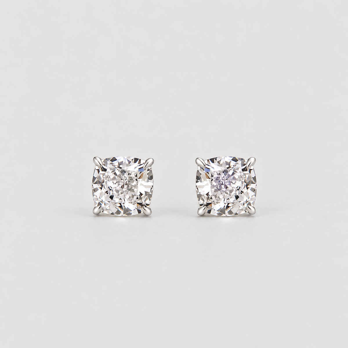 4 Ct. Lab Grown Diamond Cushion Cut Stud Earrings (VS-EF)