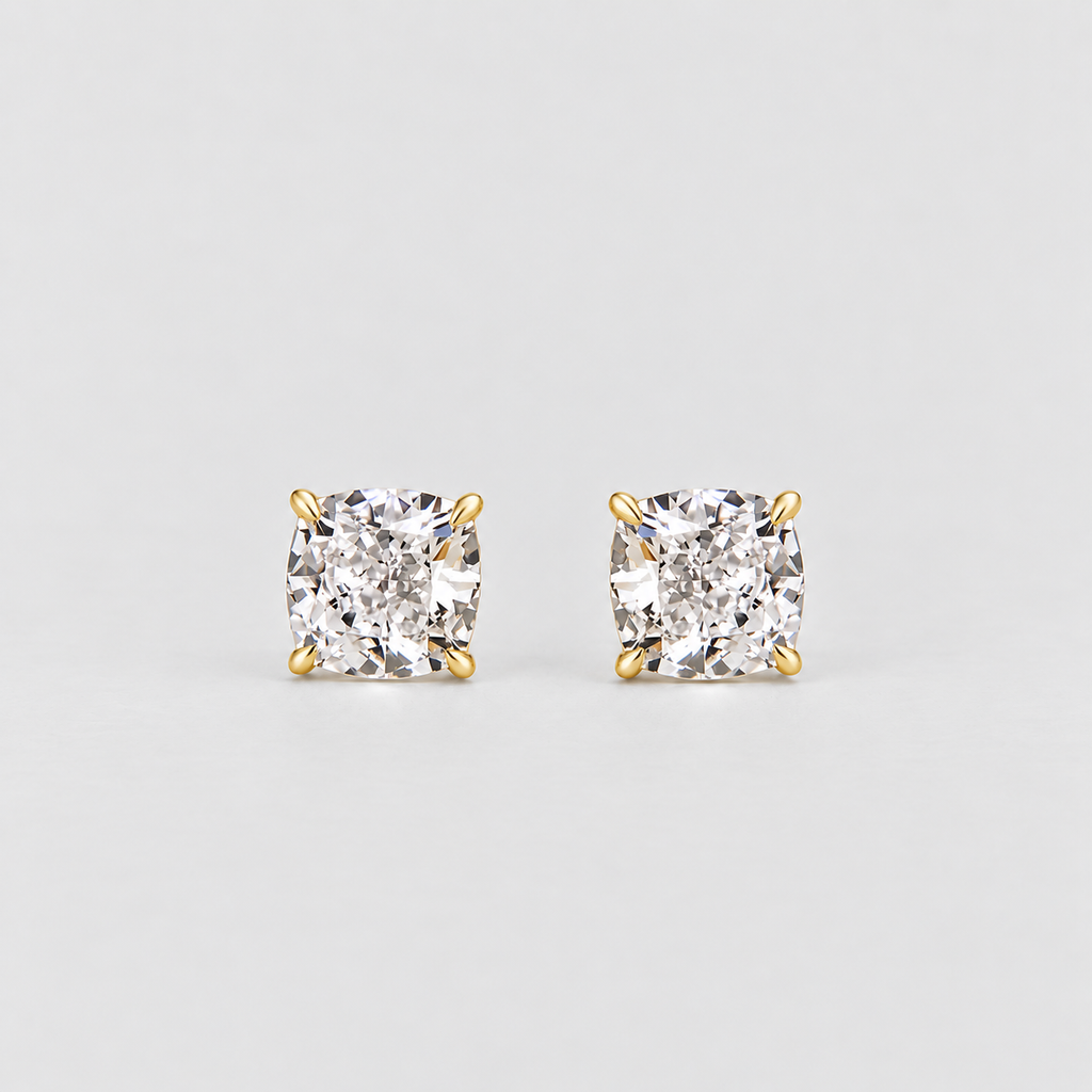 4 Ct. Lab Grown Diamond Cushion Cut Stud Earrings (VS-EF)