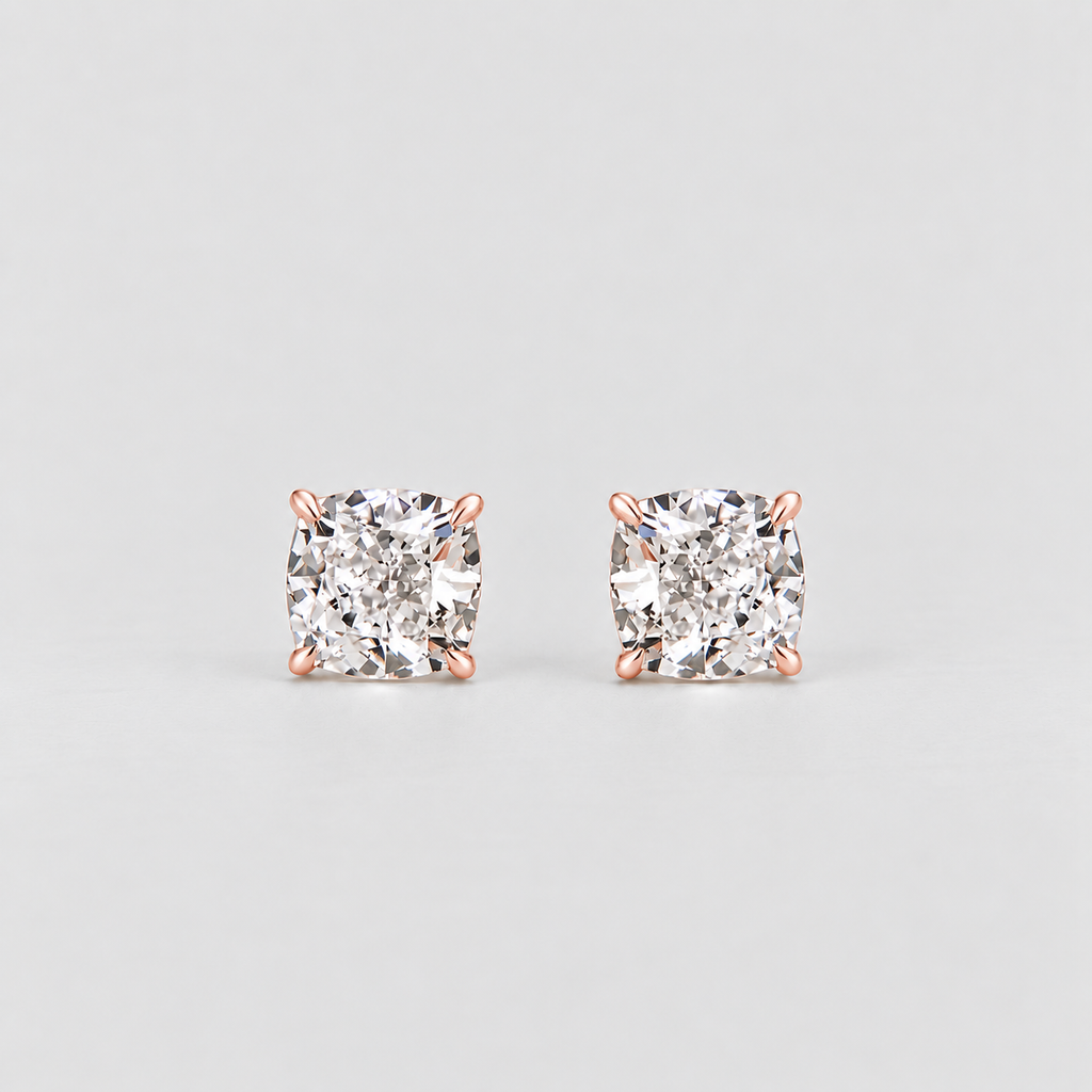 4 Ct. Lab Grown Diamond Cushion Cut Stud Earrings (VS-EF)