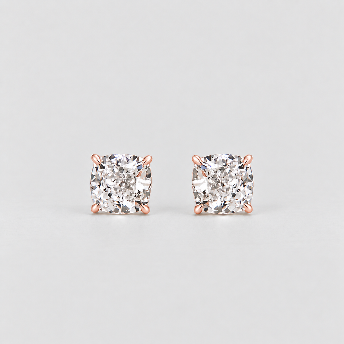 4 Ct. Lab Grown Diamond Cushion Cut Stud Earrings (VS-EF)