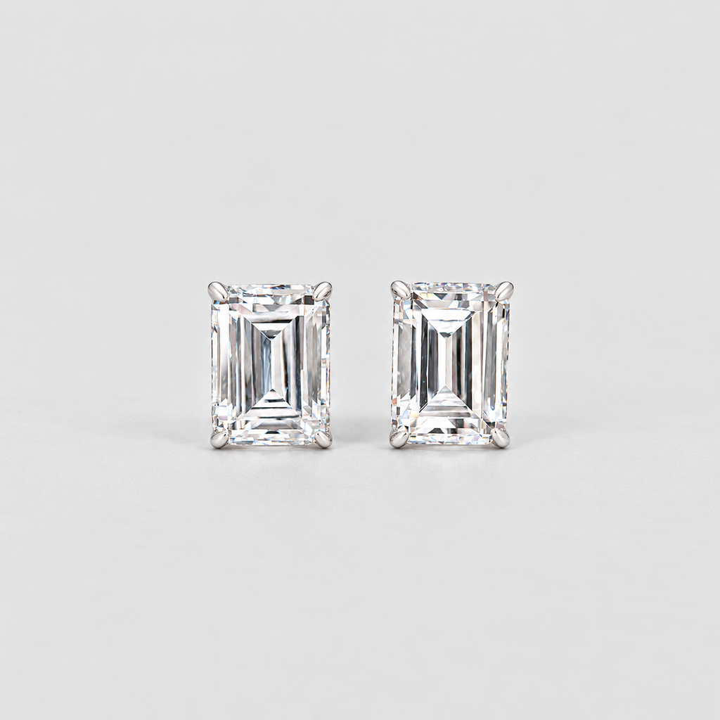 3 Ct. Emerald Cut Lab Grown Diamond Stud Earrings (VS-EF)