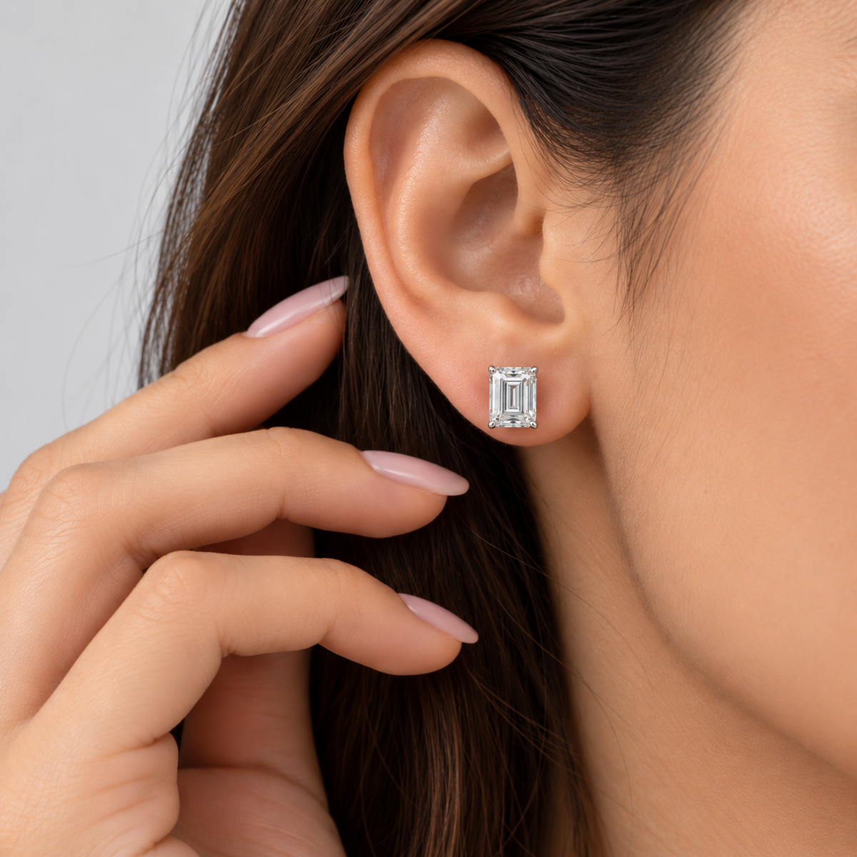 3 Ct. Emerald Cut Lab Grown Diamond Stud Earrings (VS-EF)