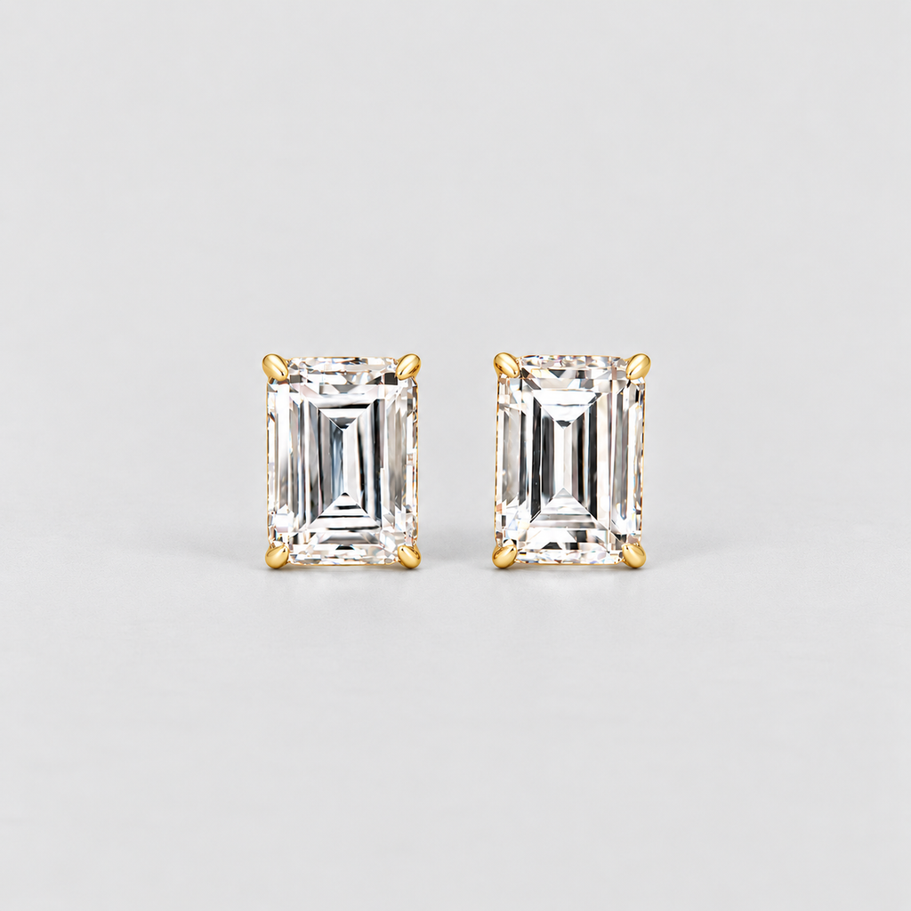 3 Ct. Emerald Cut Lab Grown Diamond Stud Earrings (VS-EF)