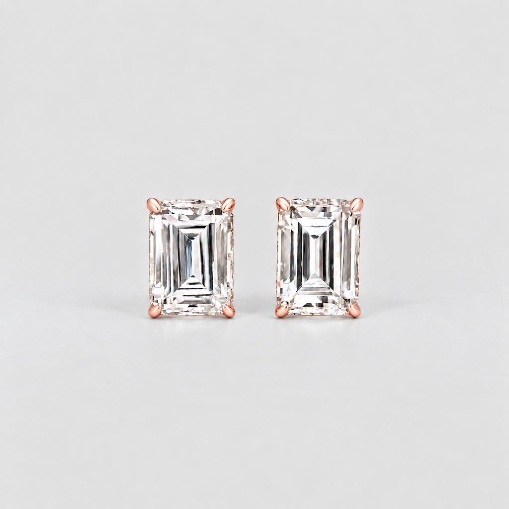 3 Ct. Emerald Cut Lab Grown Diamond Stud Earrings (VS-EF)