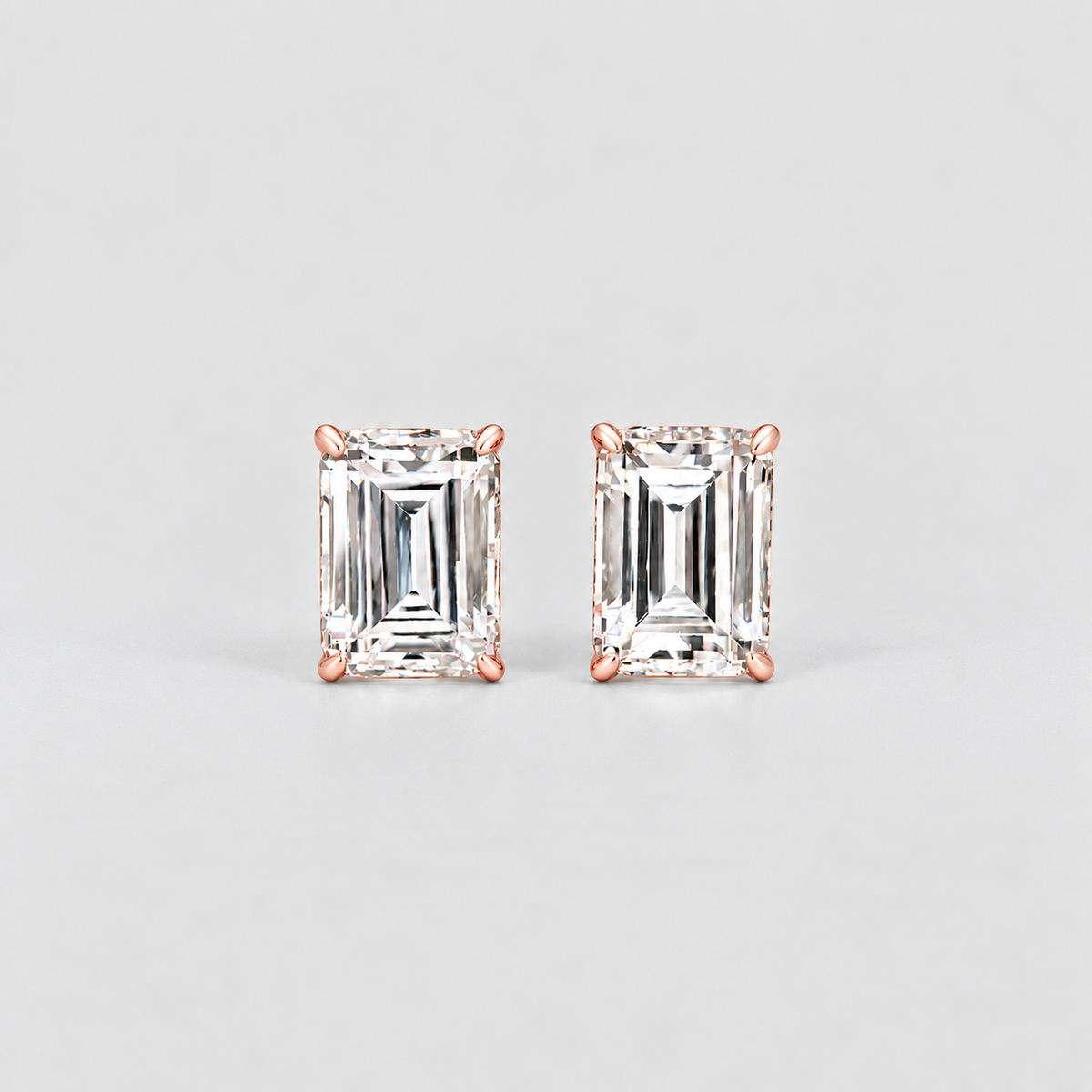 3 Ct. Emerald Cut Lab Grown Diamond Stud Earrings (VS-EF)