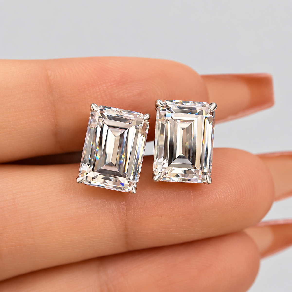 3 Ct. Emerald Cut Lab Grown Diamond Stud Earrings (VS-EF)