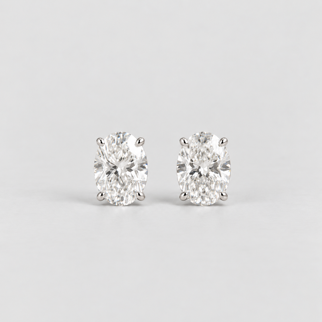 4 Ct. Lab Grown Diamond Oval Cut Stud Earrings (VS-EF)