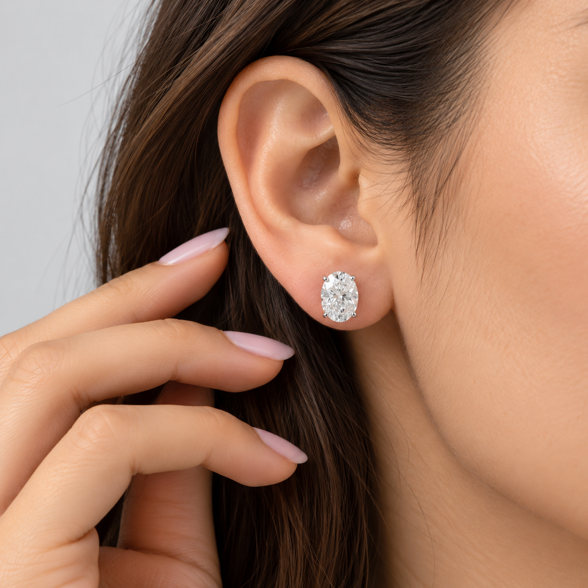 4 Ct. Lab Grown Diamond Oval Cut Stud Earrings (VS-EF)