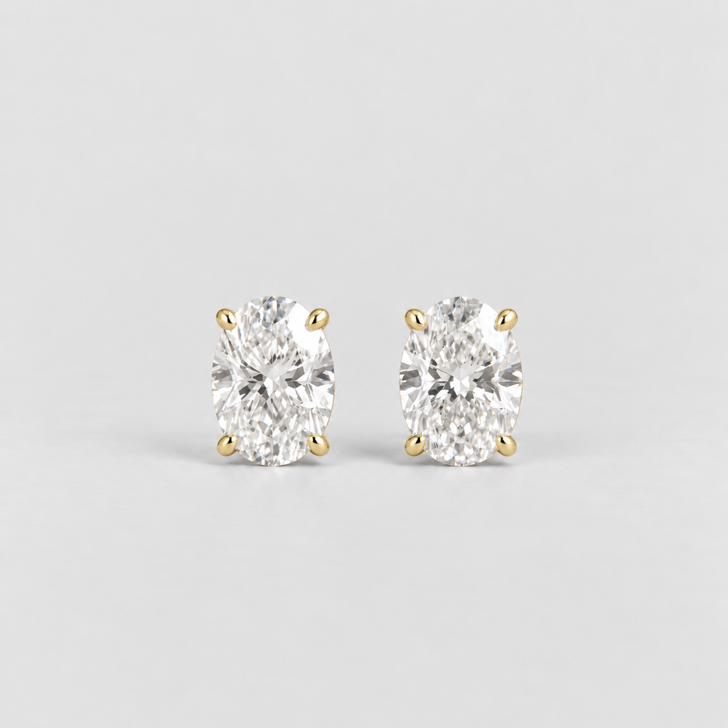 4 Ct. Lab Grown Diamond Oval Cut Stud Earrings (VS-EF)