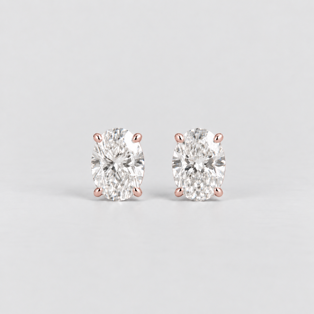 4 Ct. Lab Grown Diamond Oval Cut Stud Earrings (VS-EF)