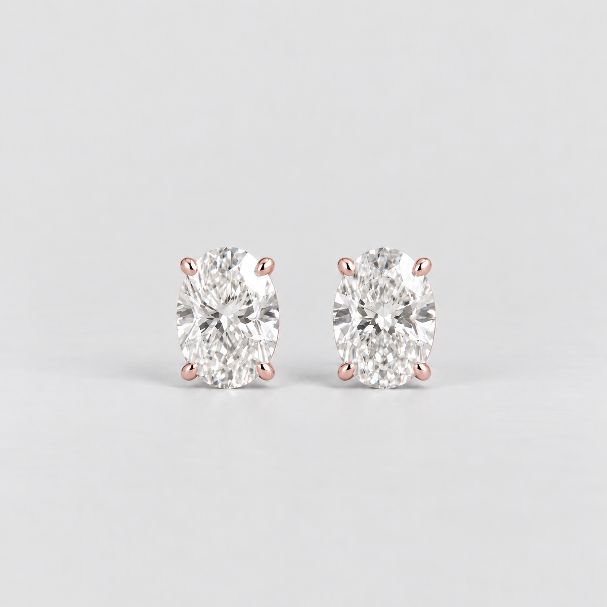 4 Ct. Lab Grown Diamond Oval Cut Stud Earrings (VS-EF)
