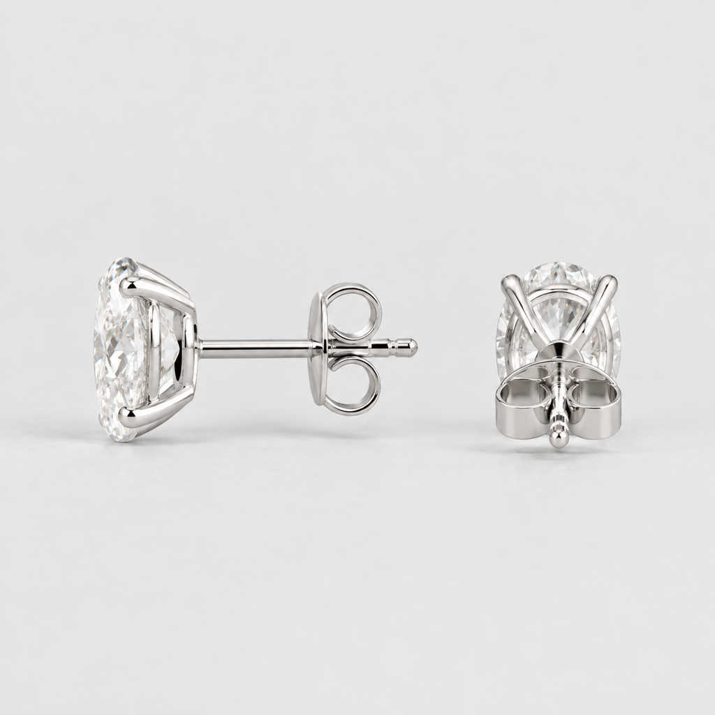 4 Ct. Lab Grown Diamond Oval Cut Stud Earrings (VS-EF)