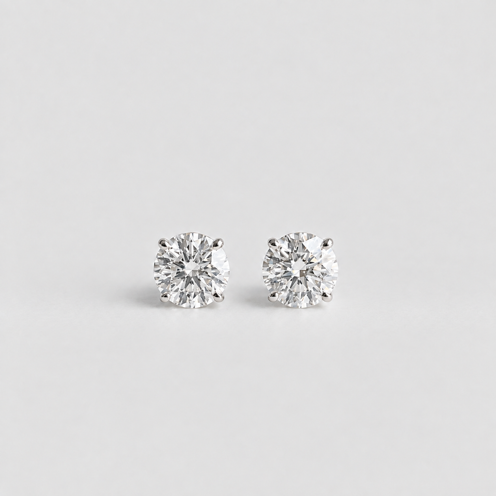 4 Ct. Round Cut Lab Grown Diamond Stud Earrings (VS-EF)