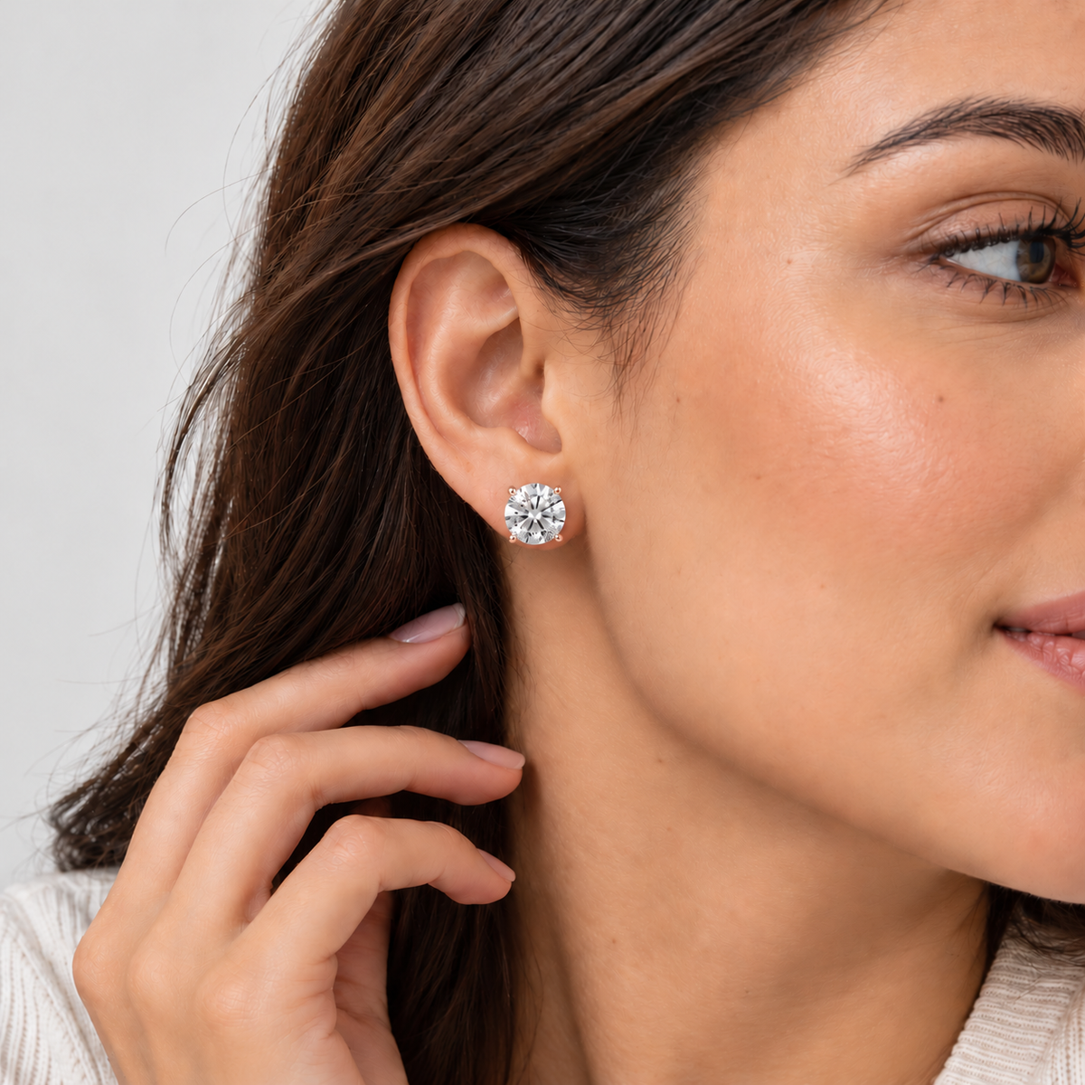4 Ct. Round Cut Lab Grown Diamond Stud Earrings (VS-EF)