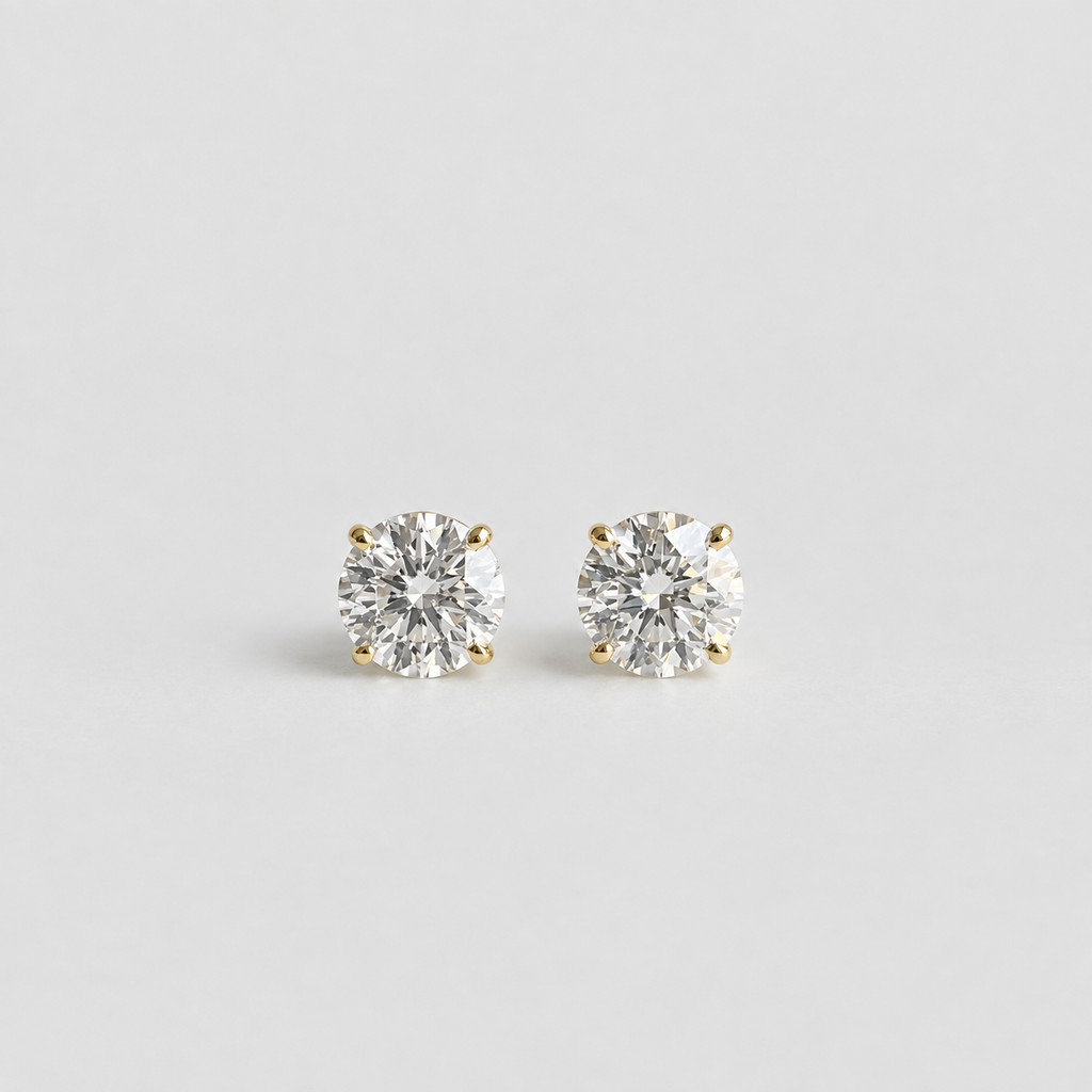 4 Ct. Round Cut Lab Grown Diamond Stud Earrings (VS-EF)