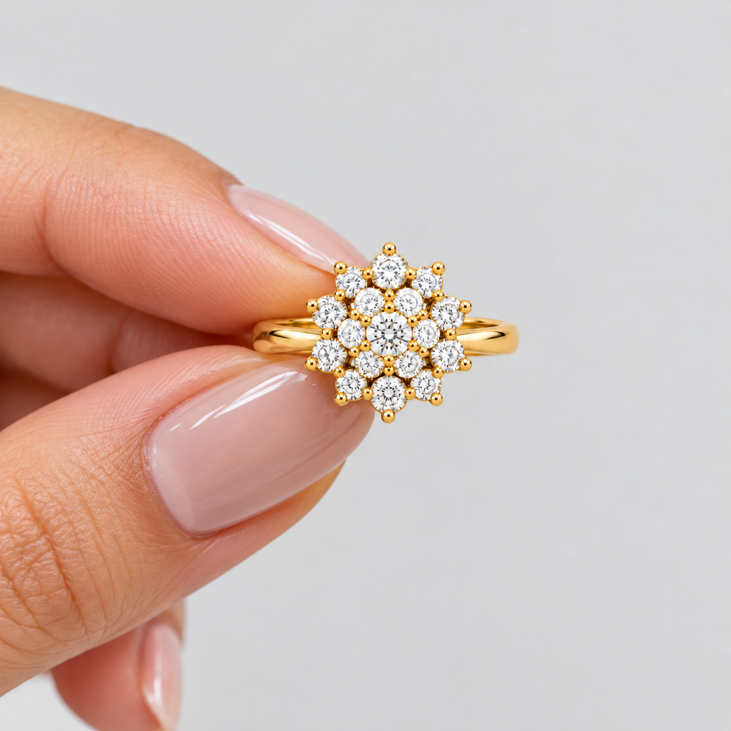 1 Ct. Lab Grown Diamond Cluster Ring Round Cut (EF/VVS-VS)