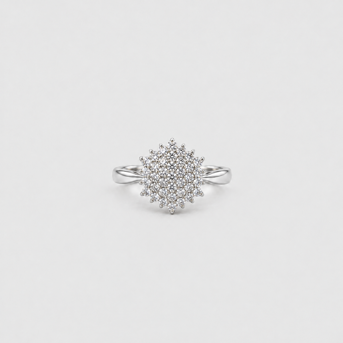Marquise-shaped diamond cluster ring in white gold for women
