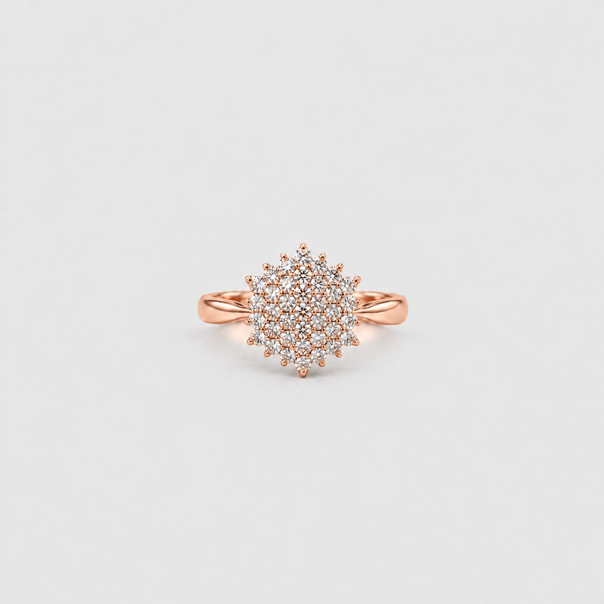 Women's diamond cluster engagement ring in rose gold