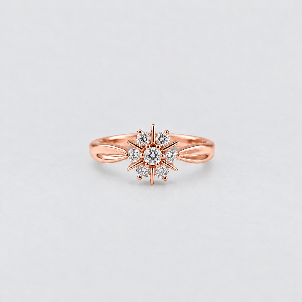 Women's Rose Gold Starburst Diamond Cluster Ring