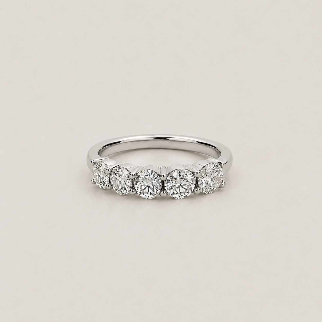 1 Ct. Lab Grown Diamond Round Cut Half Eternity Band Ring (VS-EF)