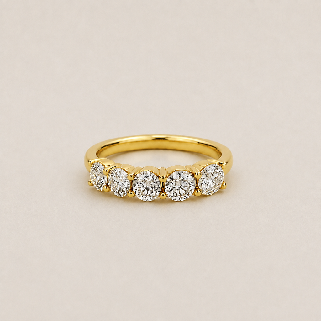 1 Ct. Lab Grown Diamond Round Cut Half Eternity Band Ring (VS-EF)