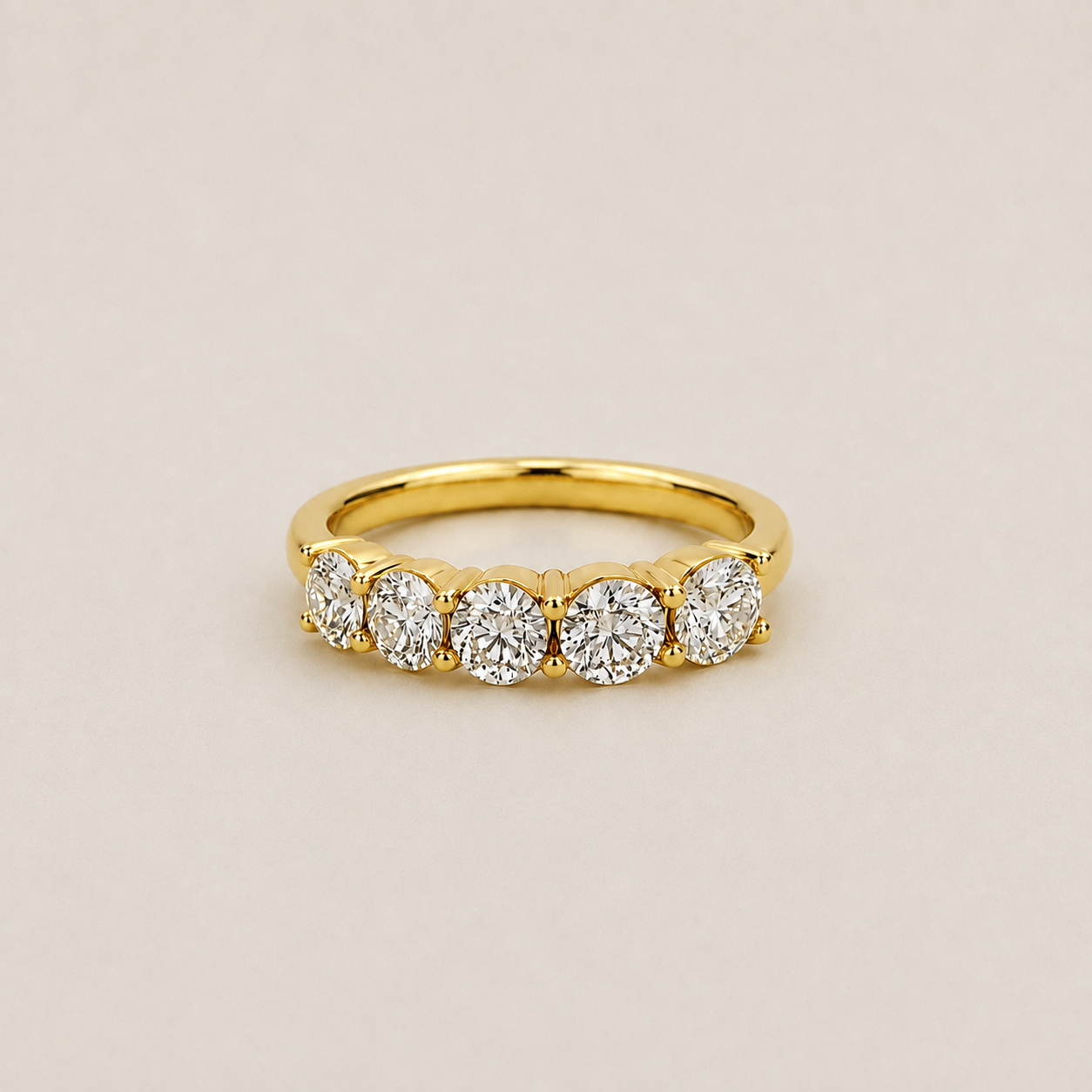 1 Ct. Lab Grown Diamond Round Cut Half Eternity Band Ring (VS-EF)