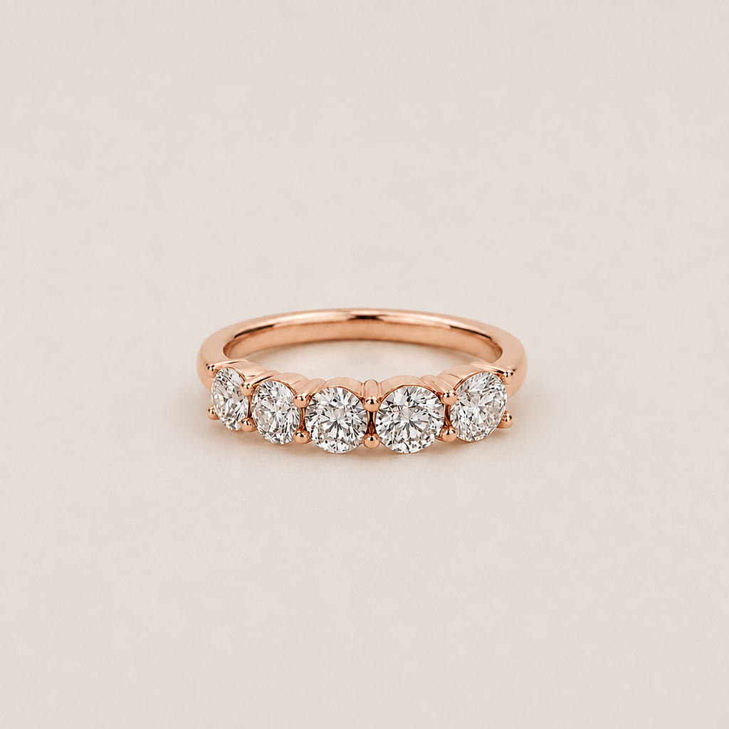 1 Ct. Lab Grown Diamond Round Cut Half Eternity Band Ring (VS-EF)