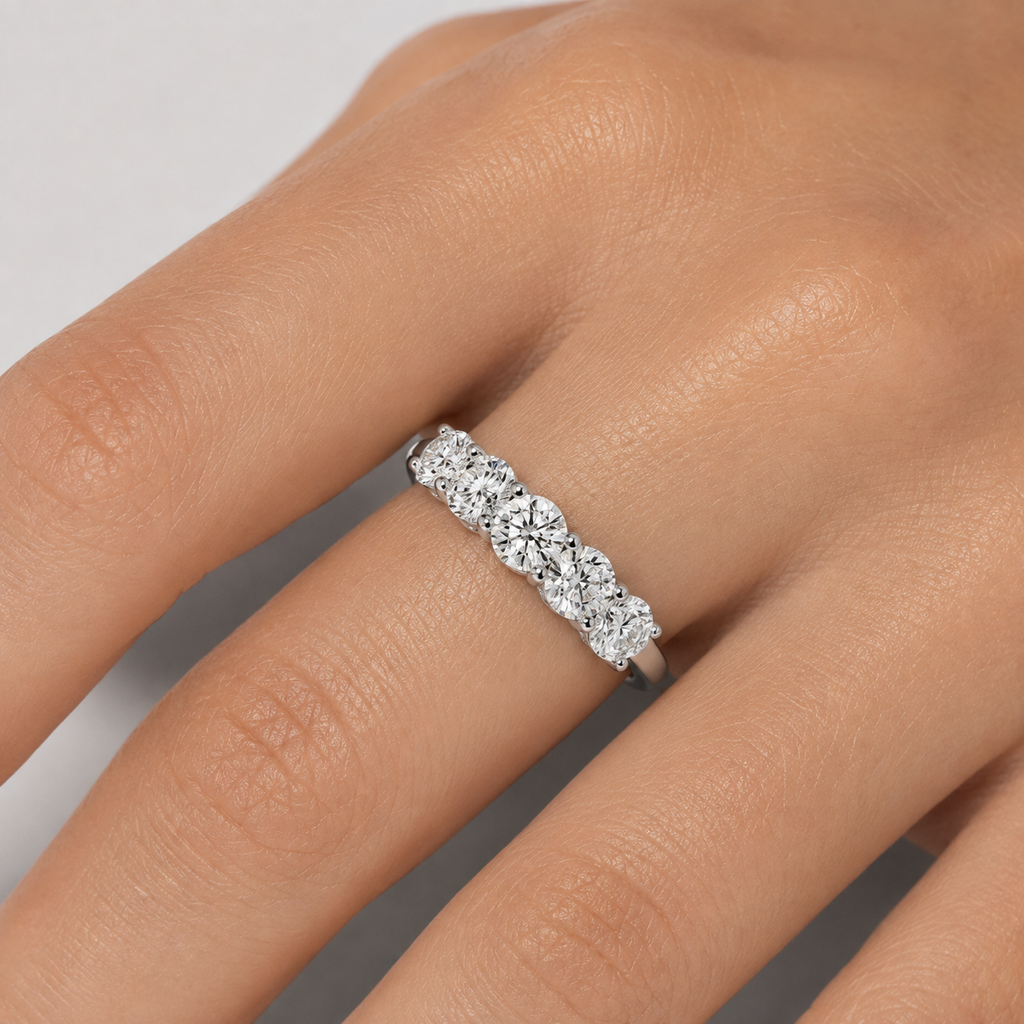 1 Ct. Lab Grown Diamond Round Cut Half Eternity Band Ring (VS-EF)
