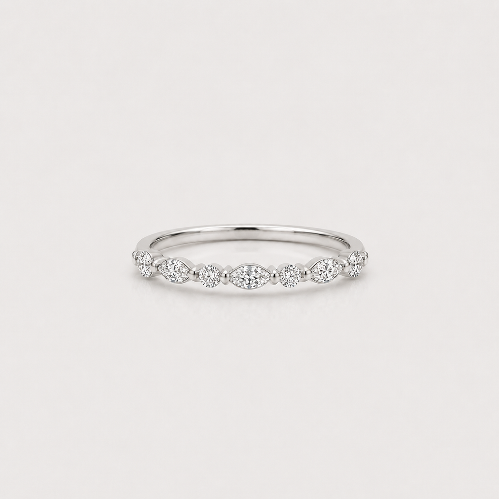 Lab Grown Diamond Marquise & Round Half Eternity Band 0.42 Ct. (VS-EF)
