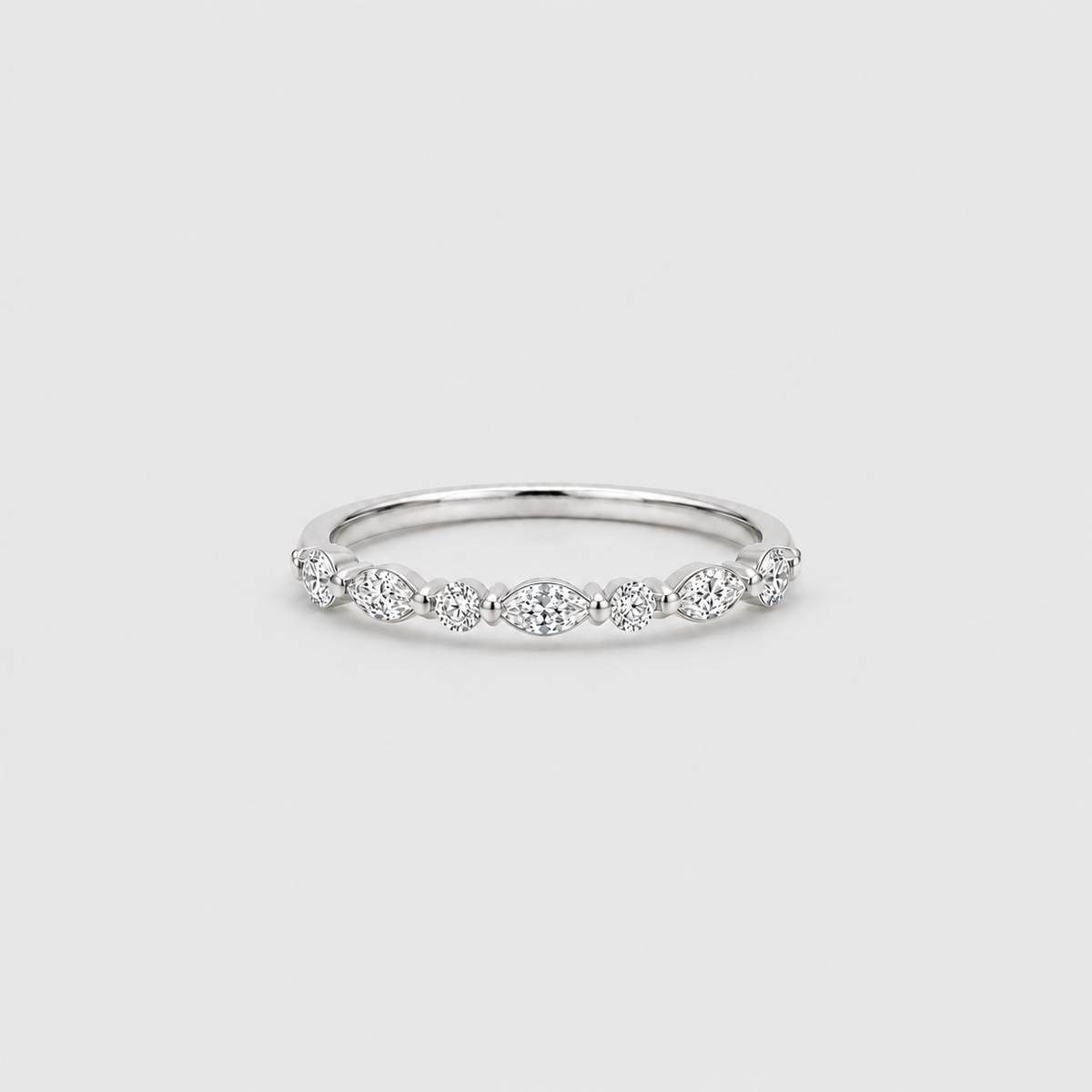 Lab Grown Diamond Marquise & Round Half Eternity Band 0.42 Ct. (EF/VVS-VS)