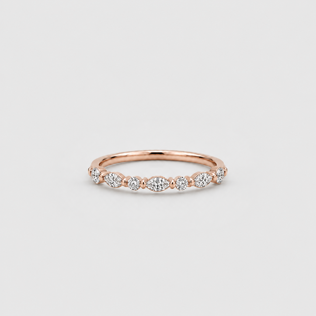 Lab Grown Diamond Marquise & Round Half Eternity Band 0.42 Ct. (EF/VVS-VS)