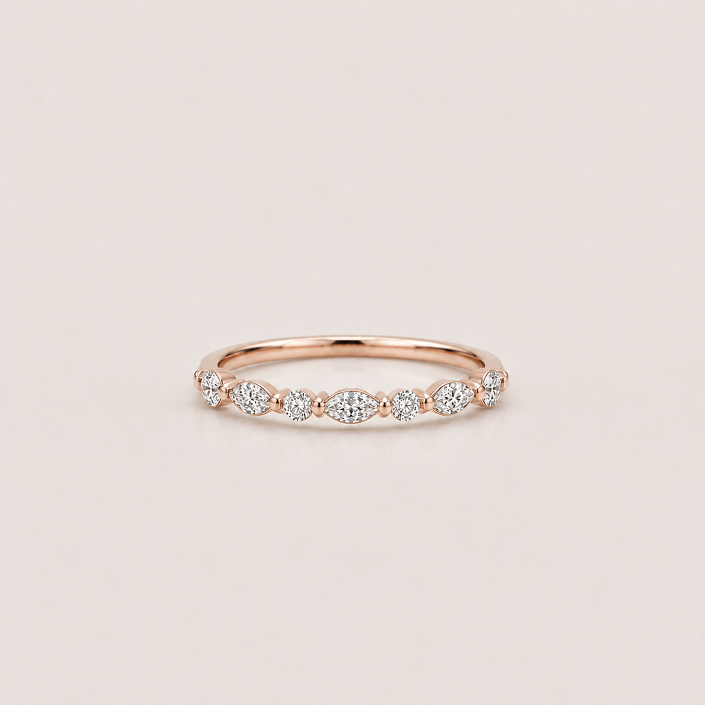 Lab Grown Diamond Marquise & Round Half Eternity Band 0.42 Ct. (VS-EF)