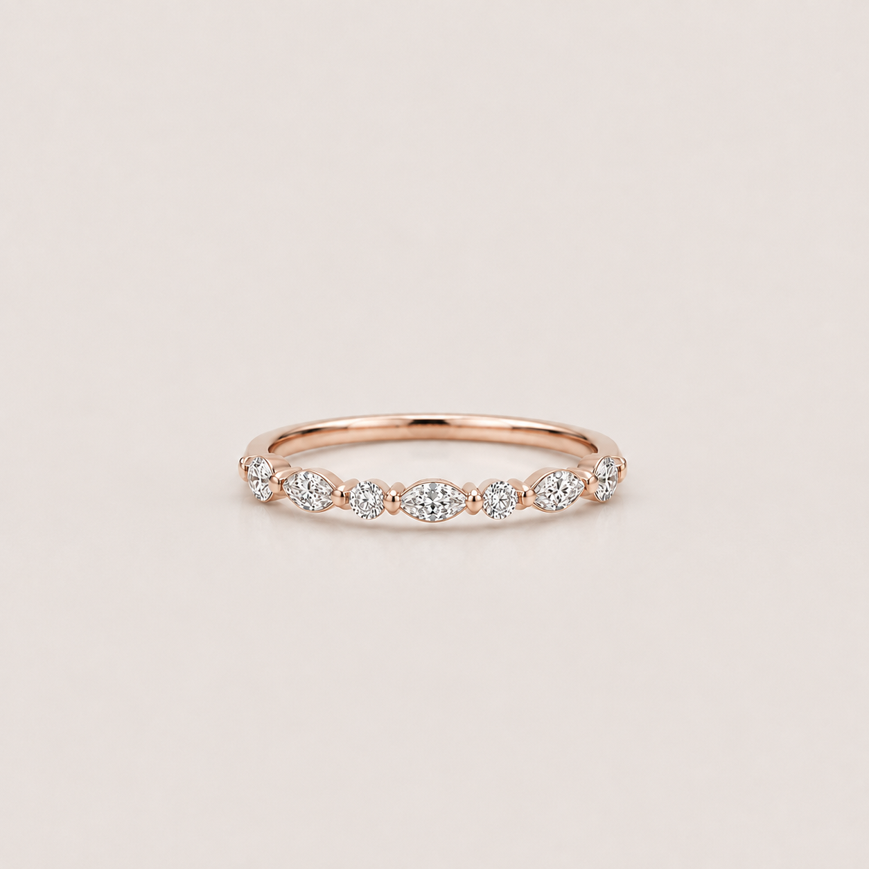 Lab Grown Diamond Marquise & Round Half Eternity Band 0.42 Ct. (VS-EF)