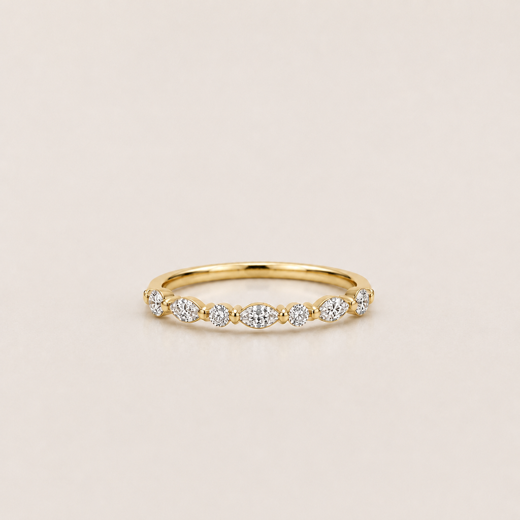 Lab Grown Diamond Marquise & Round Half Eternity Band 0.42 Ct. (VS-EF)