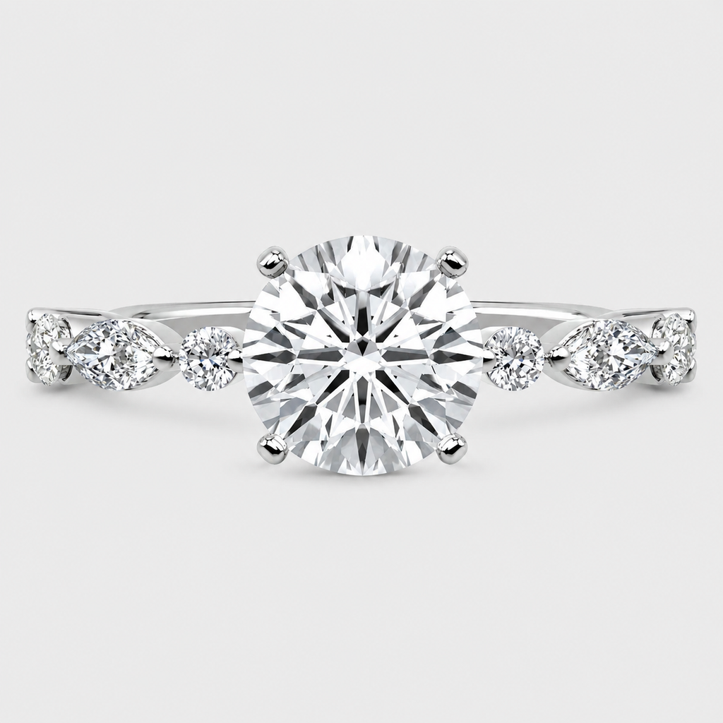 1.25 Ct. Lab Grown Diamond Marquise & Round Cut Engagement Ring (VS-EF)