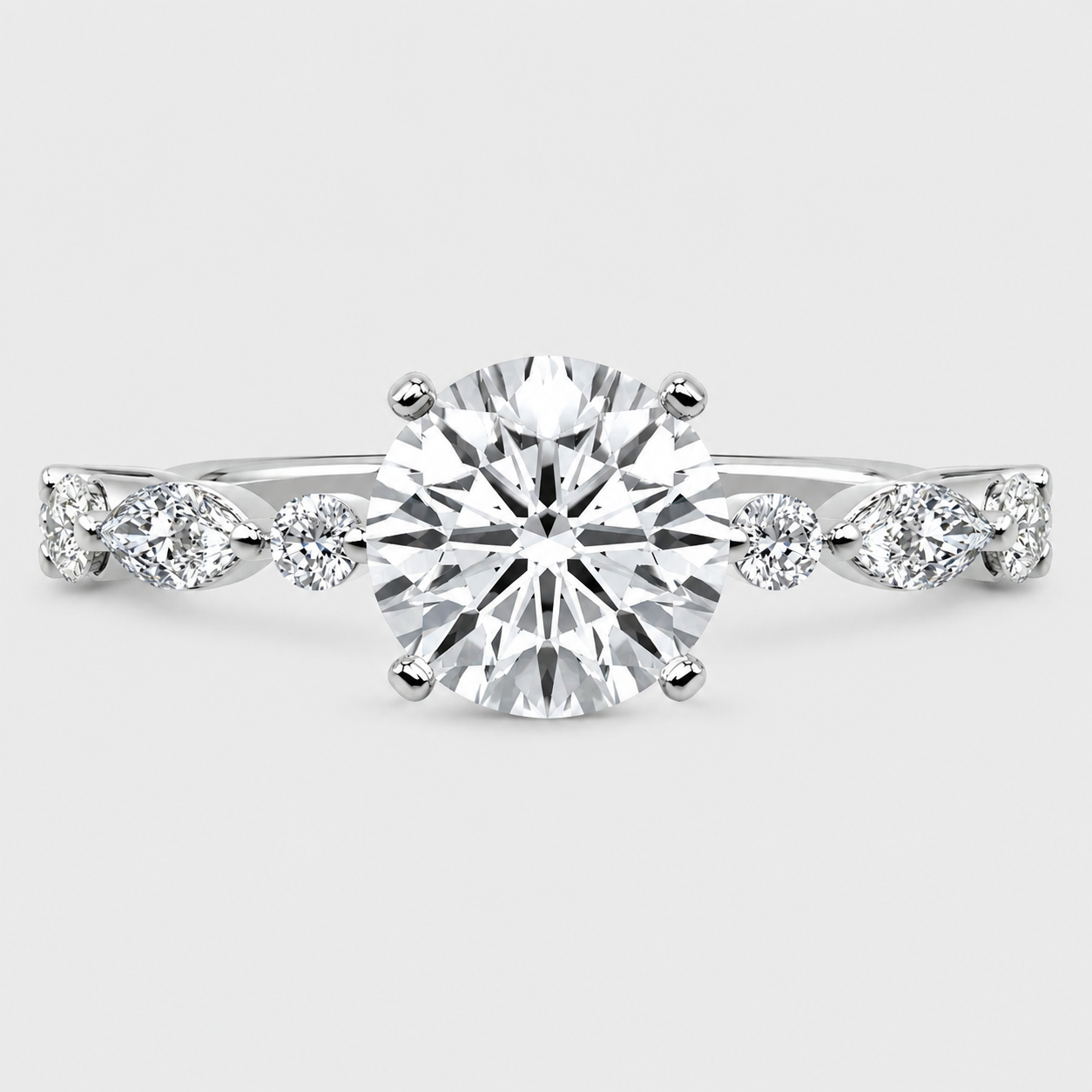 1.25 Ct. Lab Grown Diamond Marquise & Round Cut Engagement Ring (VS-EF)
