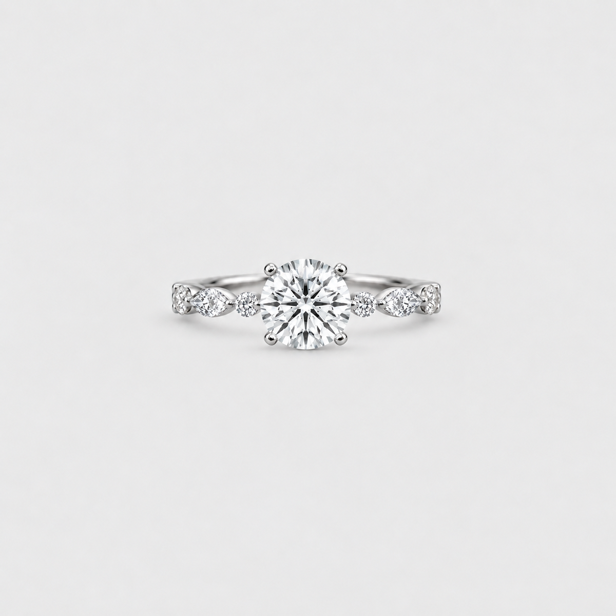 1.25 Ct. Lab Grown Diamond Marquise & Round Cut Engagement Ring (VS-EF)