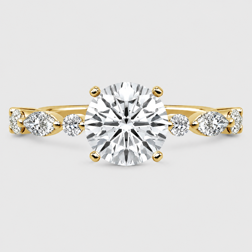 1.25 Ct. Lab Grown Diamond Marquise & Round Cut Engagement Ring (VS-EF)
