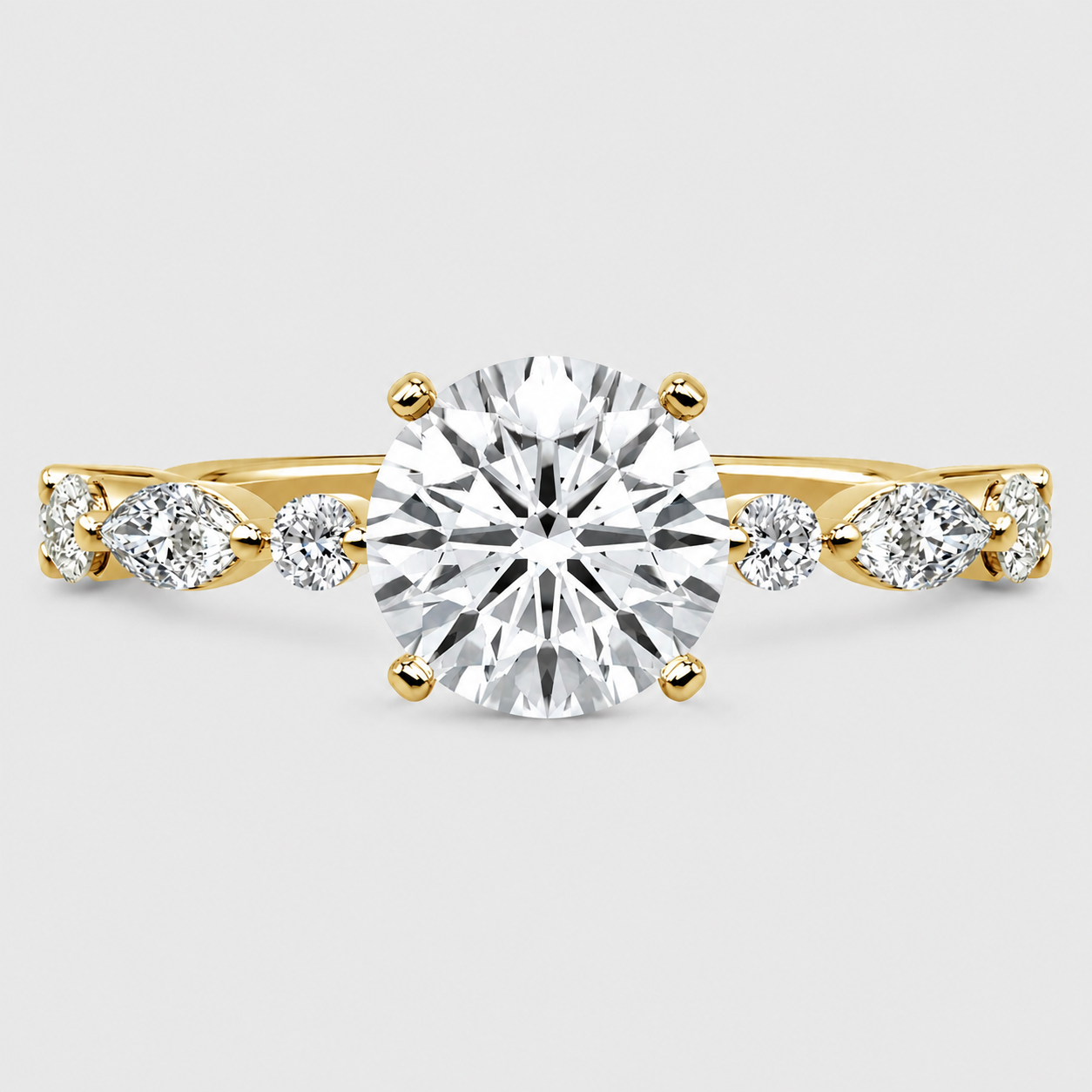1.25 Ct. Lab Grown Diamond Marquise & Round Cut Engagement Ring (VS-EF)