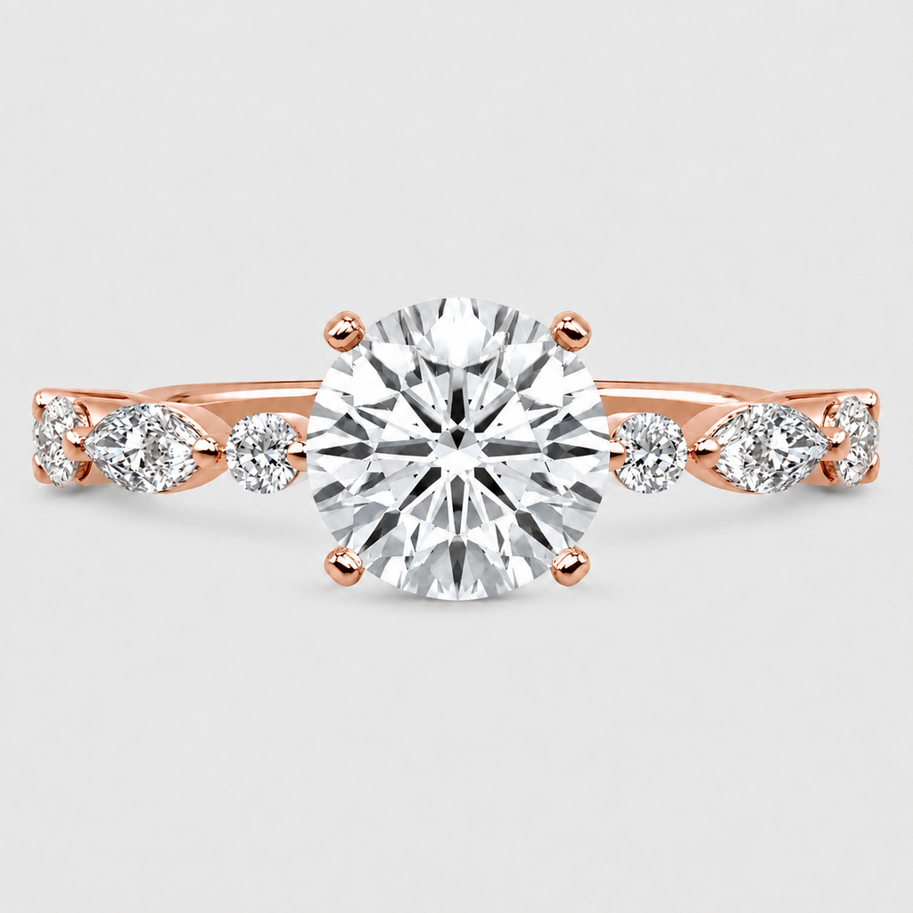 1.25 Ct. Lab Grown Diamond Marquise & Round Cut Engagement Ring (VS-EF)