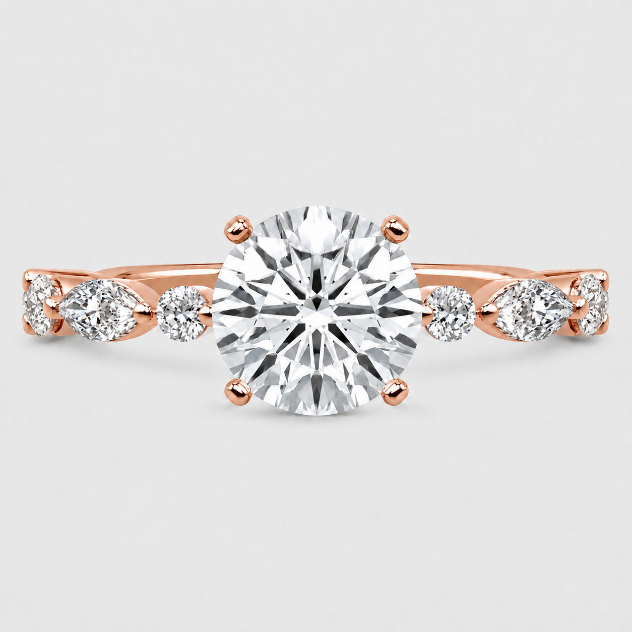 1.25 Ct. Lab Grown Diamond Marquise & Round Cut Engagement Ring (VS-EF)