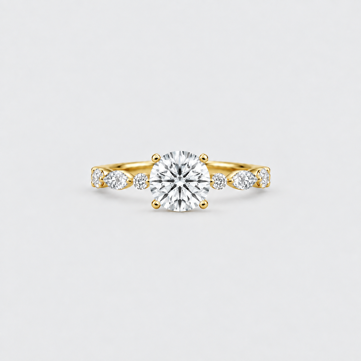 1.25 Ct. Lab Grown Diamond Marquise & Round Cut Engagement Ring (VS-EF)