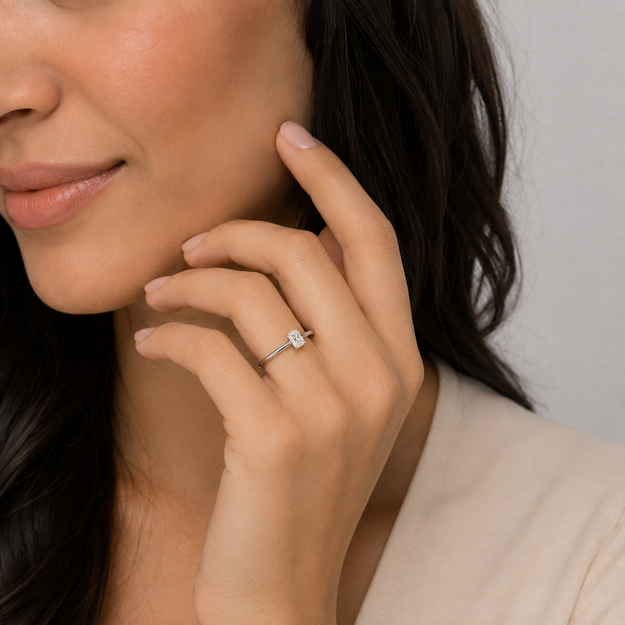 Lab-Grown Diamond Ring Radiant-Cut Diamond 0.25 Ct. (VS-EF)